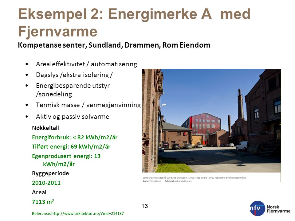 Eksempel 2: Energimerke A med Fjernvarme Kompetanse senter, Sundland, Drammen, Rom Eiendom
