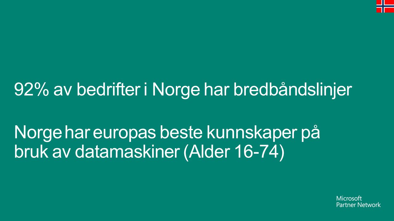 92% av bedrifter i Norge har bredbåndslinjer