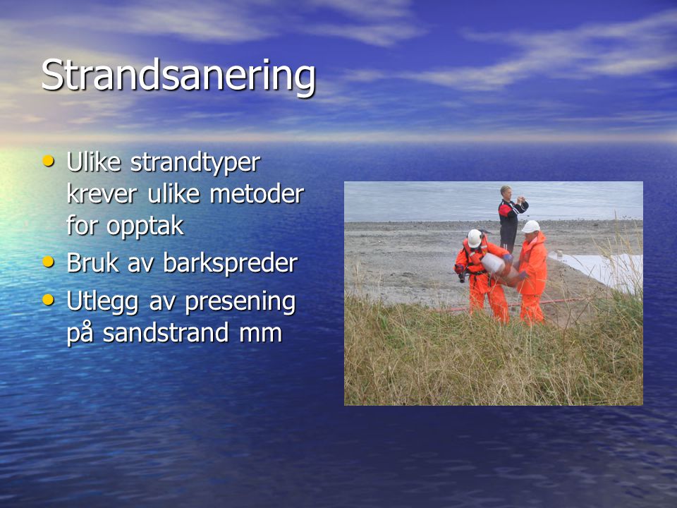 Strandsanering Ulike strandtyper krever ulike metoder for opptak