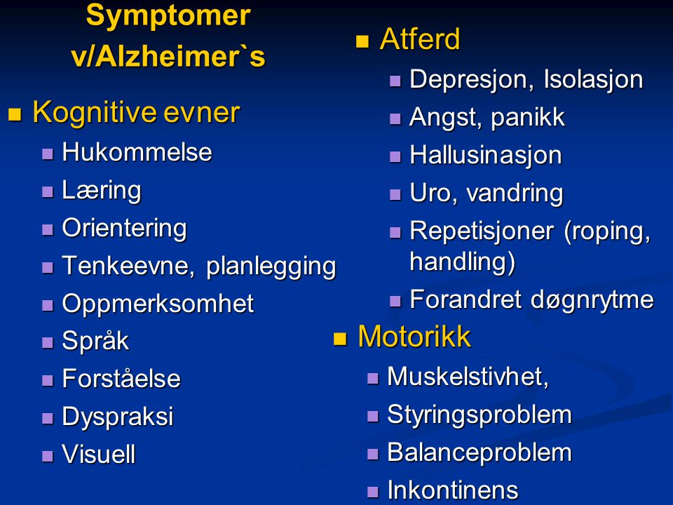 symptomer alzheimer