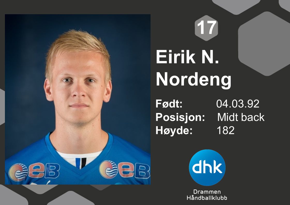 17 Eirik N. Nordeng Født: Posisjon: Midt back Høyde: 182