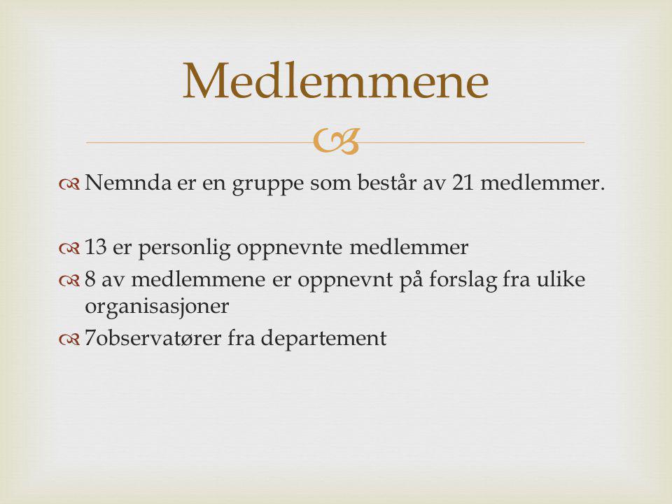 Medlemmene Nemnda er en gruppe som består av 21 medlemmer.