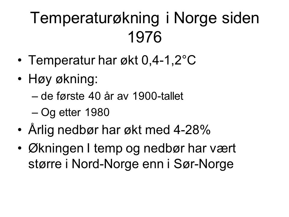 Temperaturøkning i Norge siden 1976