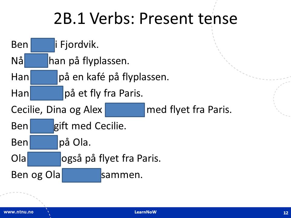 2B.1 Verbs: Present tense