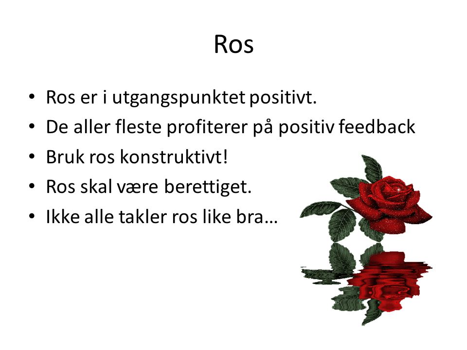 Ros Ros er i utgangspunktet positivt.