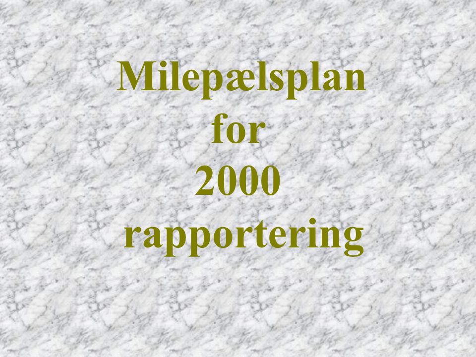 Milepælsplan for 2000 rapportering