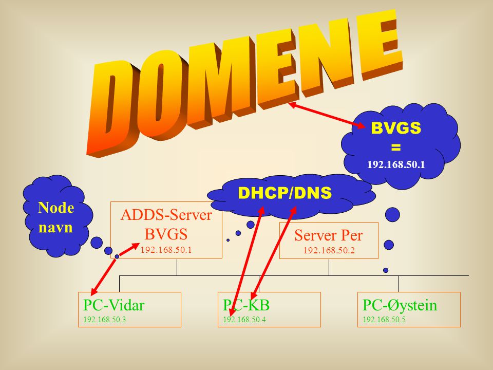 DOMENE BVGS = DHCP/DNS Node navn ADDS-Server BVGS