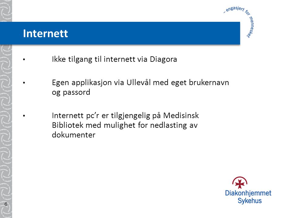 Internett Ikke tilgang til internett via Diagora