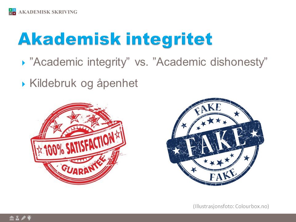 Akademisk integritet Academic integrity vs. Academic dishonesty