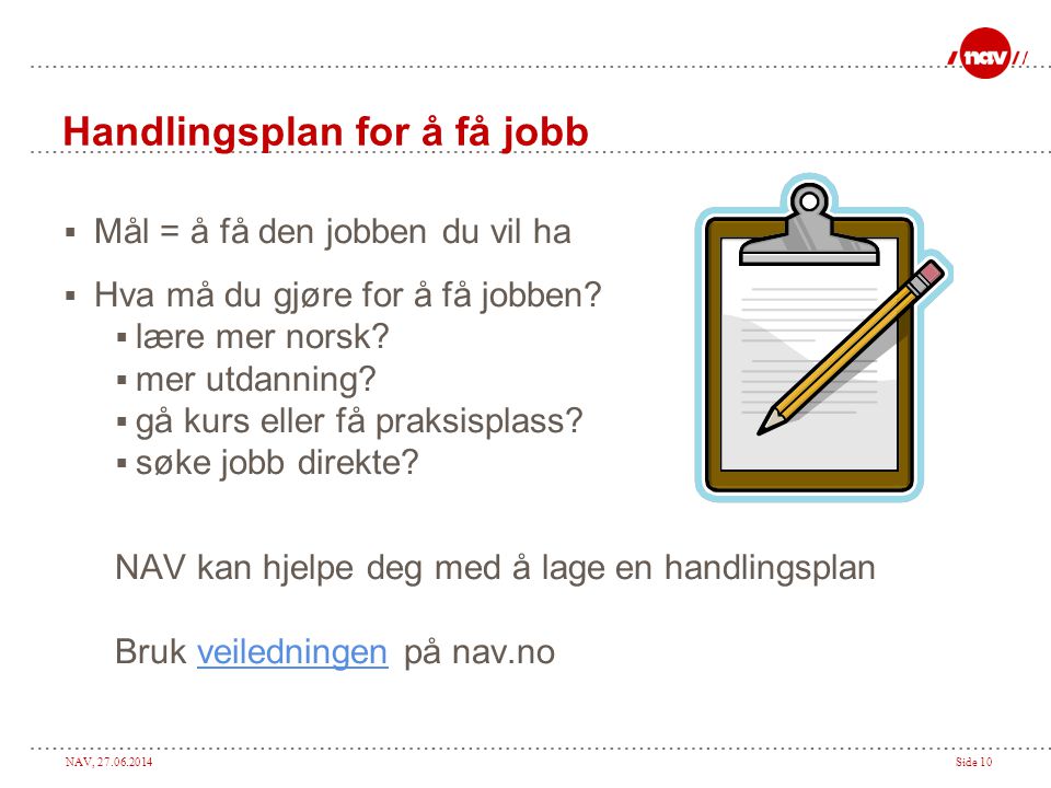 Handlingsplan for å få jobb
