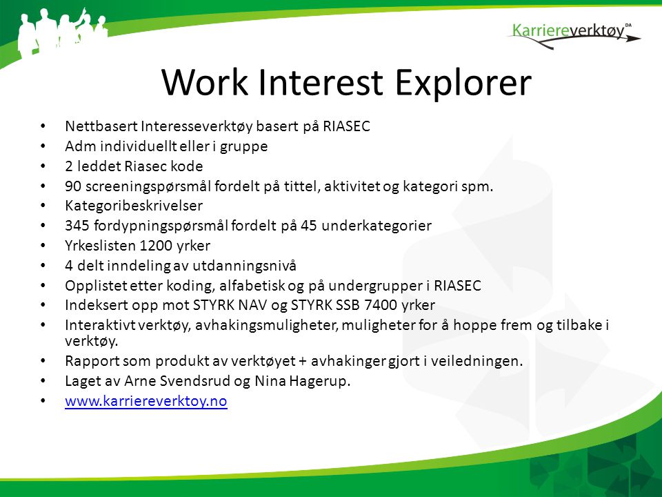 Work Interest Explorer