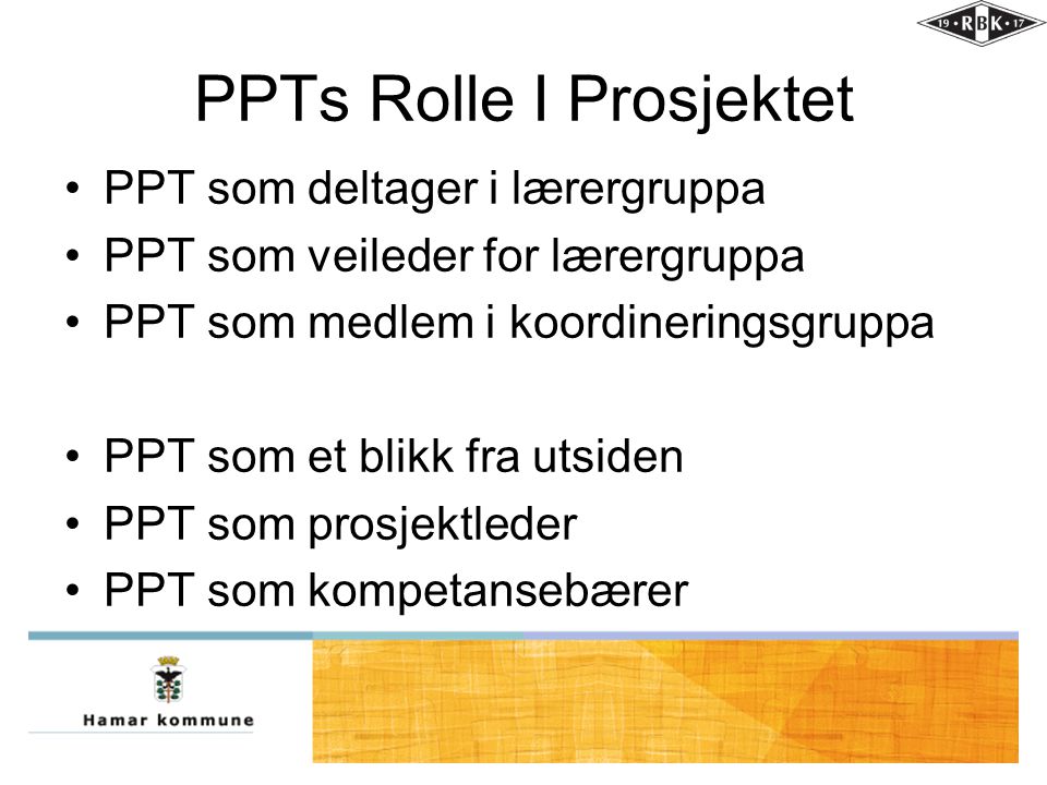 PPTs Rolle I Prosjektet