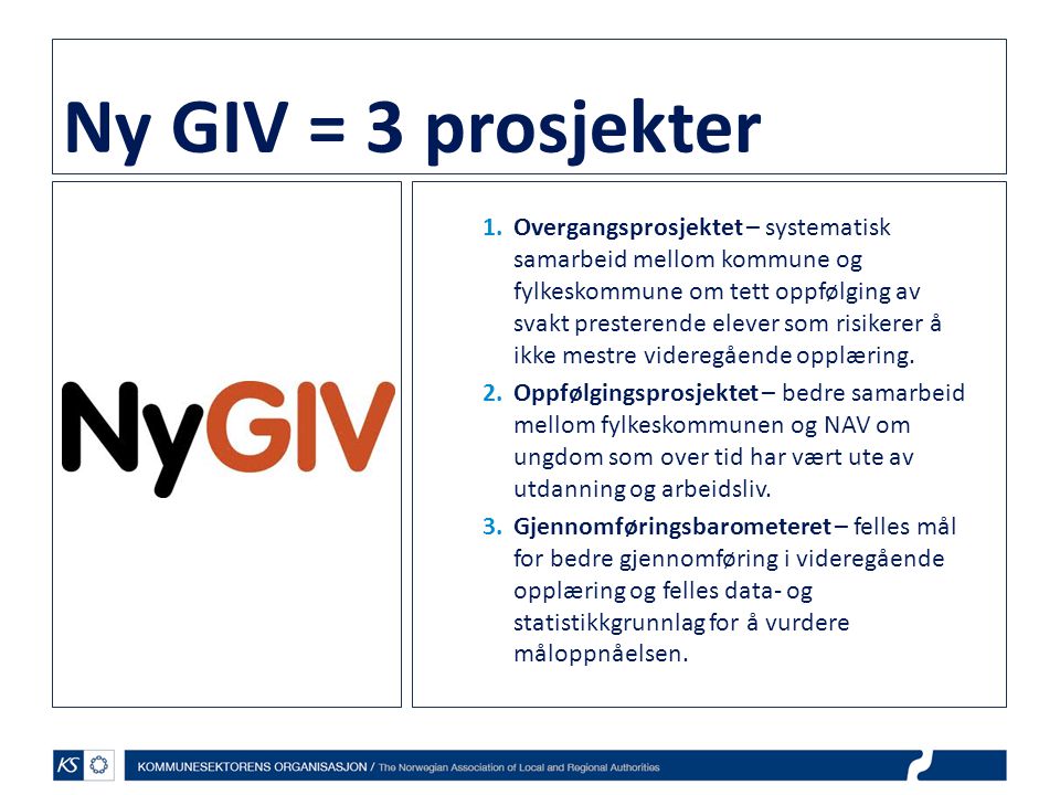 Ny GIV = 3 prosjekter