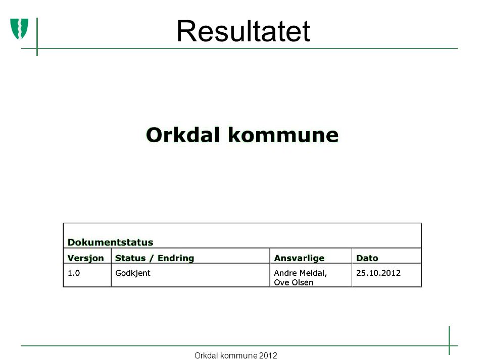Resultatet Orkdal kommune 2012