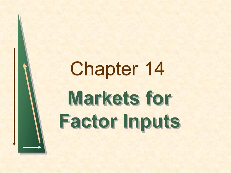 Markets for Factor Inputs