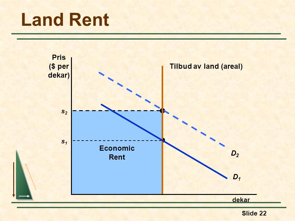 Land Rent Pris ($ per dekar) Tilbud av land (areal) Economic Rent D2