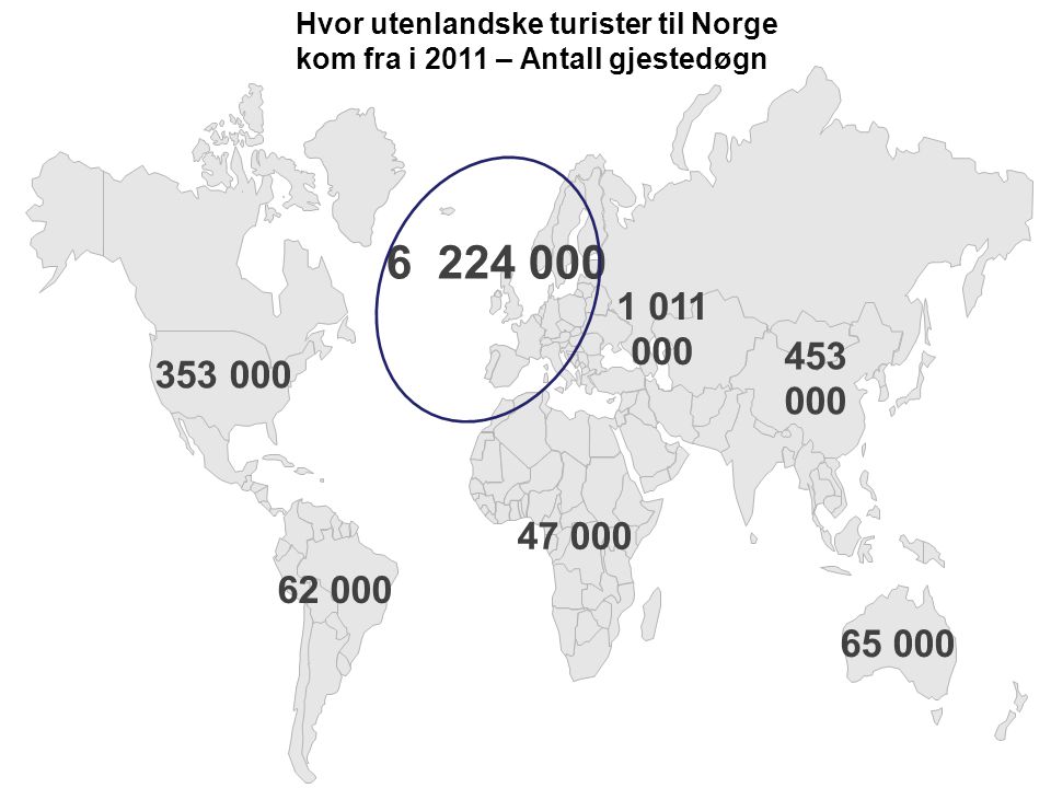 Hvor utenlandske turister til Norge kom fra i 2011 – Antall gjestedøgn