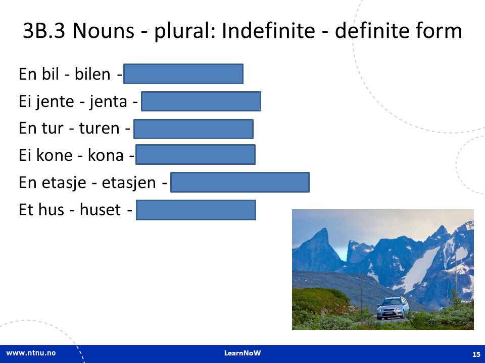 3B.3 Nouns - plural: Indefinite - definite form