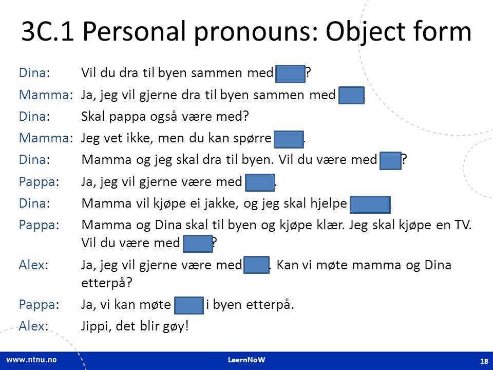 3C.1 Personal pronouns: Object form