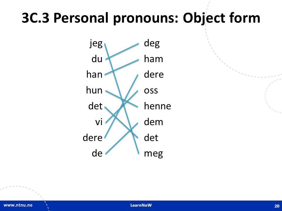 3C.3 Personal pronouns: Object form