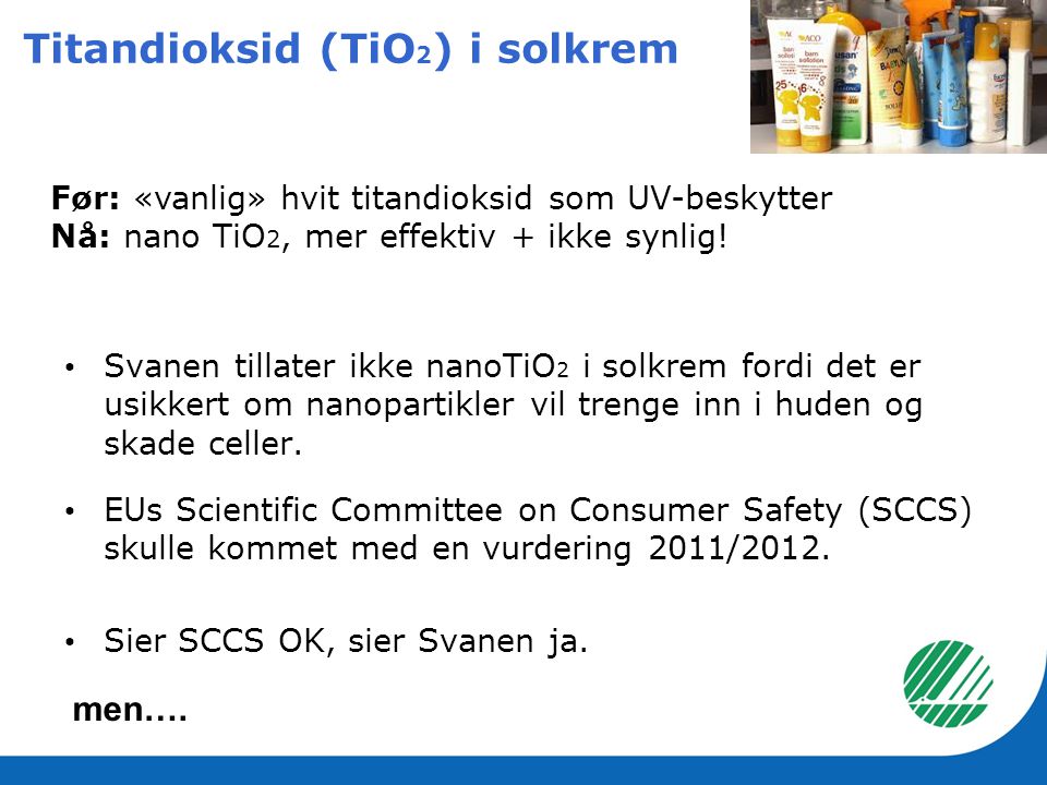 Titandioksid (TiO2) i solkrem