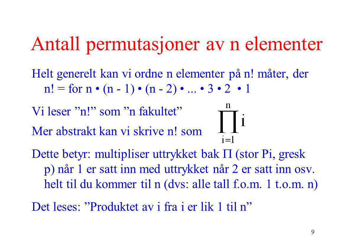 Antall permutasjoner av n elementer