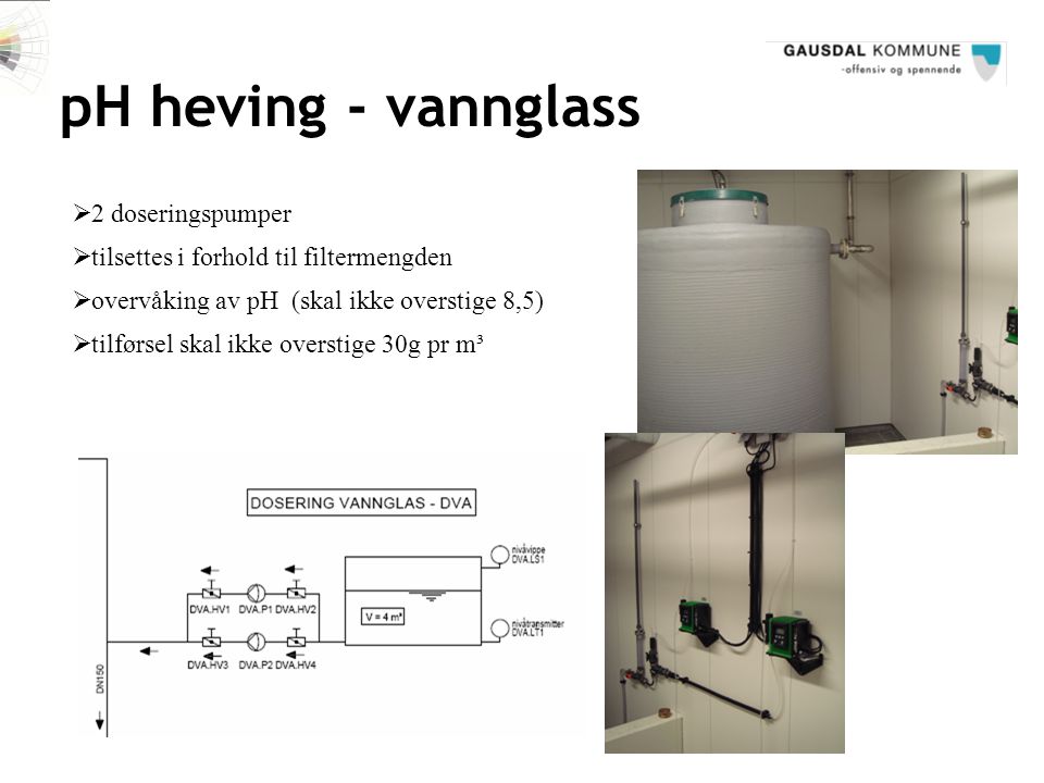 pH heving - vannglass 2 doseringspumper