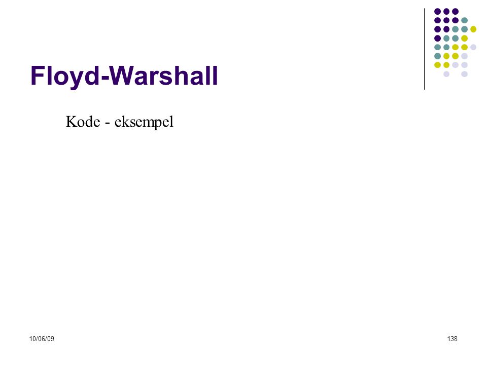 Floyd-Warshall Kode - eksempel 10/06/09