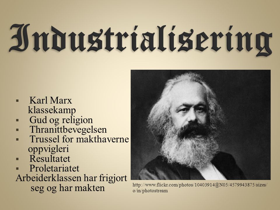 Industrialisering Karl Marx klassekamp Gud og religion