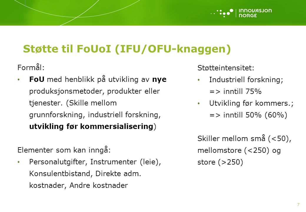 Støtte til FoUoI (IFU/OFU-knaggen)