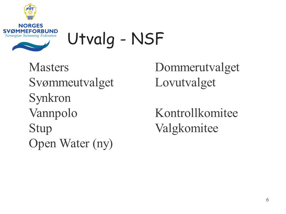 Utvalg - NSF Masters Svømmeutvalget Synkron Vannpolo Stup