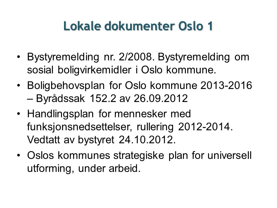 Lokale dokumenter Oslo 1