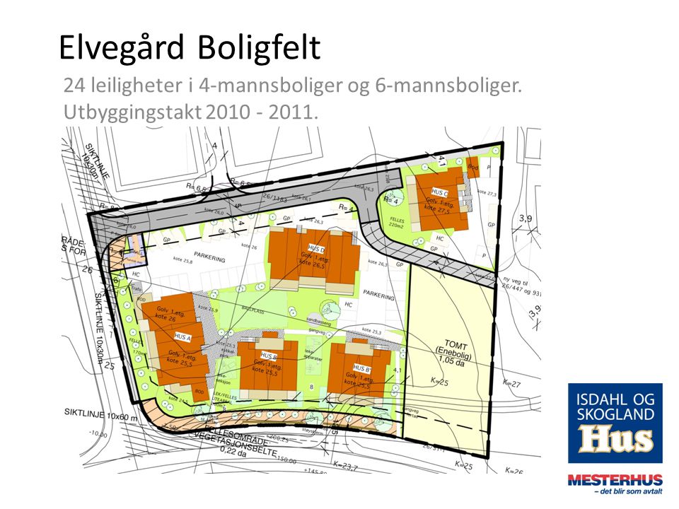 Elvegård Boligfelt 24 leiligheter i 4-mannsboliger og 6-mannsboliger. Utbyggingstakt