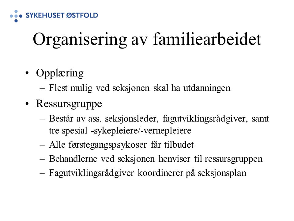 Organisering av familiearbeidet