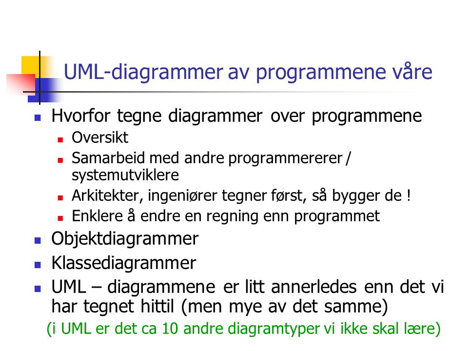 UML-diagrammer av programmene våre