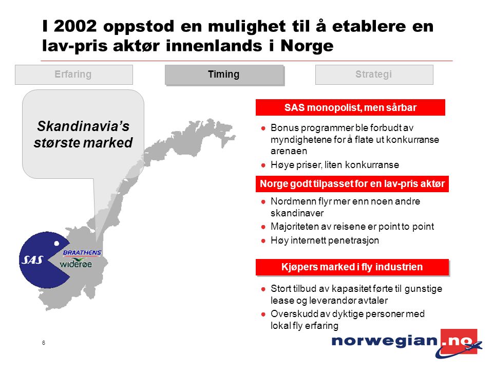 I 2002 oppstod en mulighet til å etablere en lav-pris aktør innenlands i Norge