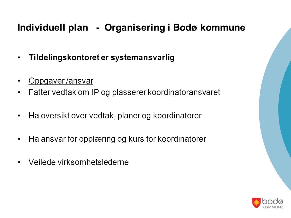 Individuell plan - Organisering i Bodø kommune