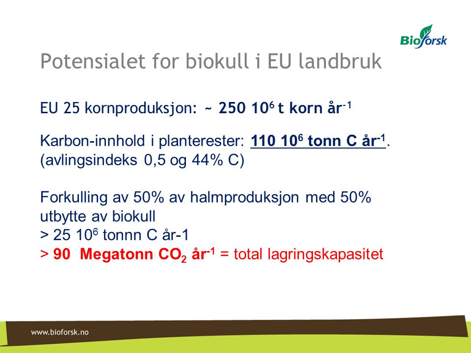 Potensialet for biokull i EU landbruk