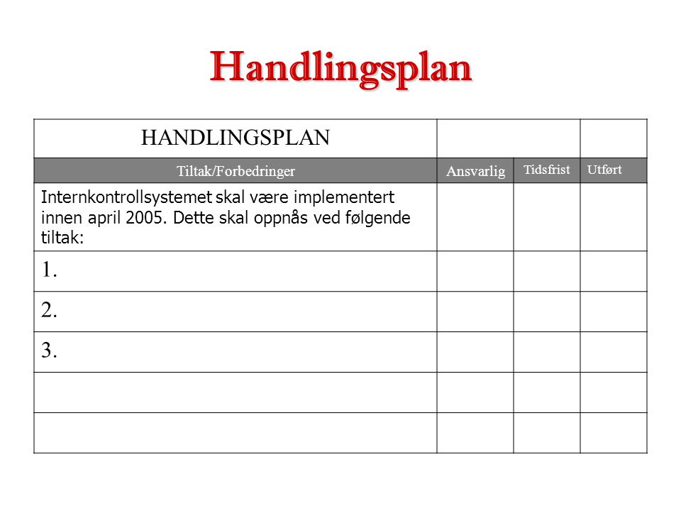 Handlingsplan HANDLINGSPLAN