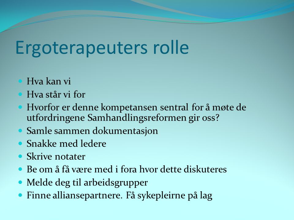Ergoterapeuters rolle