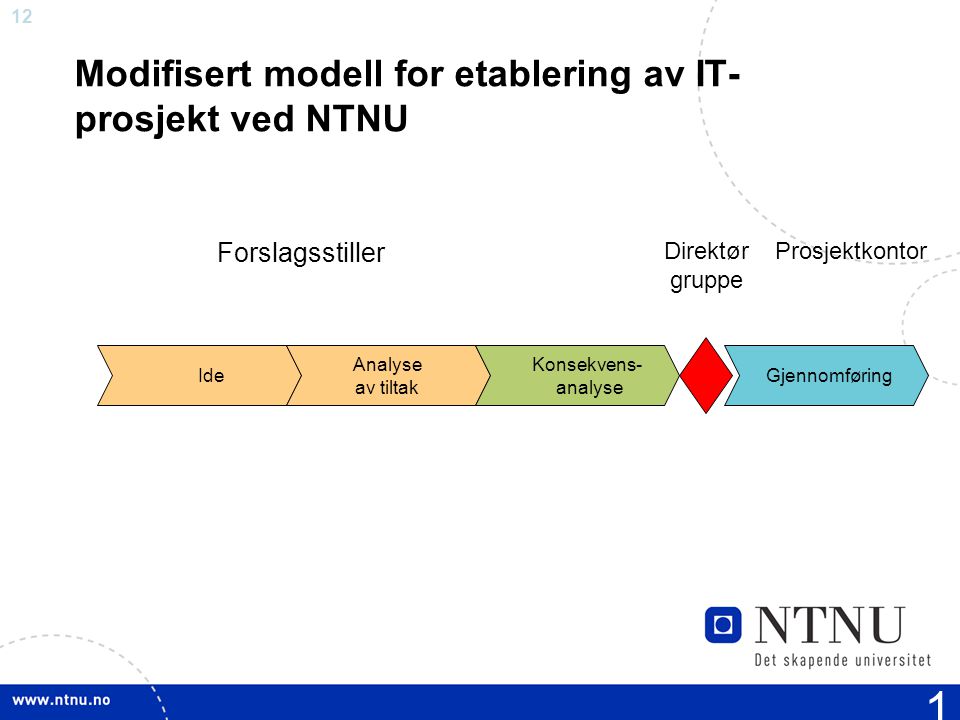 Modifisert modell for etablering av IT-prosjekt ved NTNU