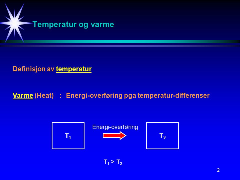 Temperatur og varme Definisjon av temperatur