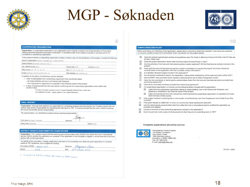 MGP - Søknaden Thor Hægh, ERK