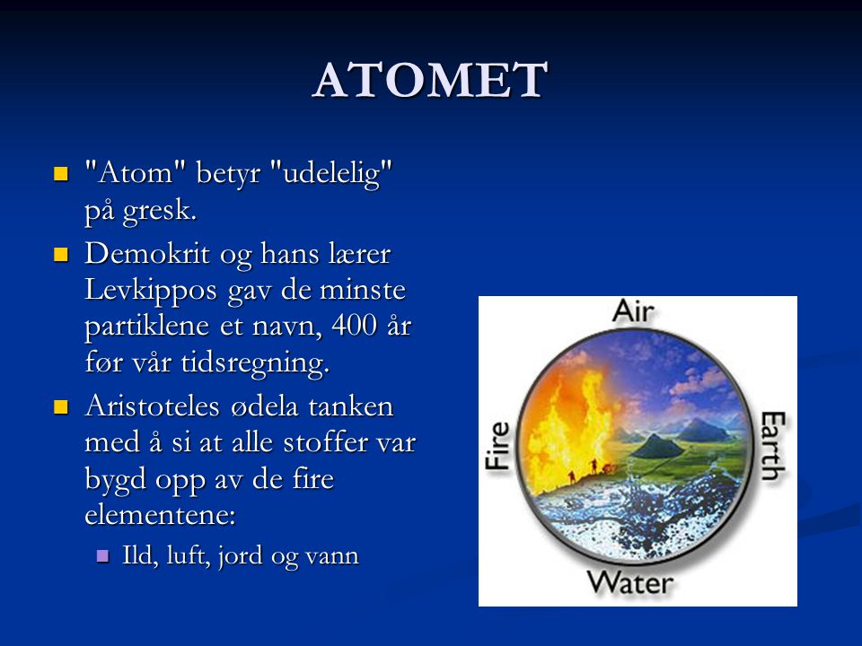 ATOMET Atom betyr udelelig på gresk.