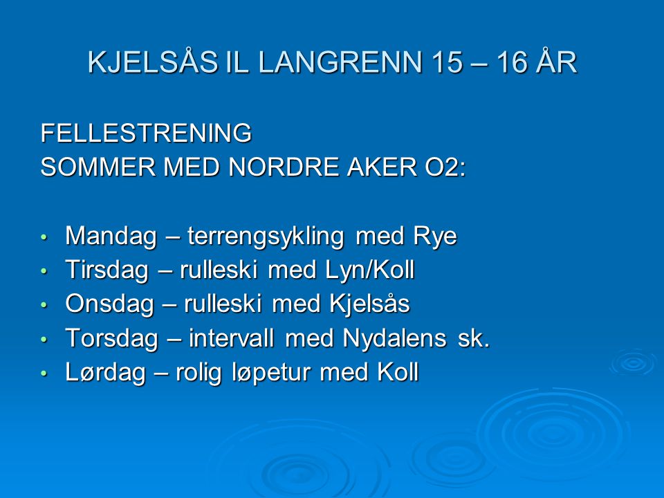 KJELSÅS IL LANGRENN 15 – 16 ÅR
