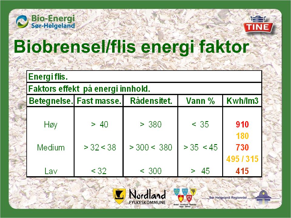 Biobrensel/flis energi faktor
