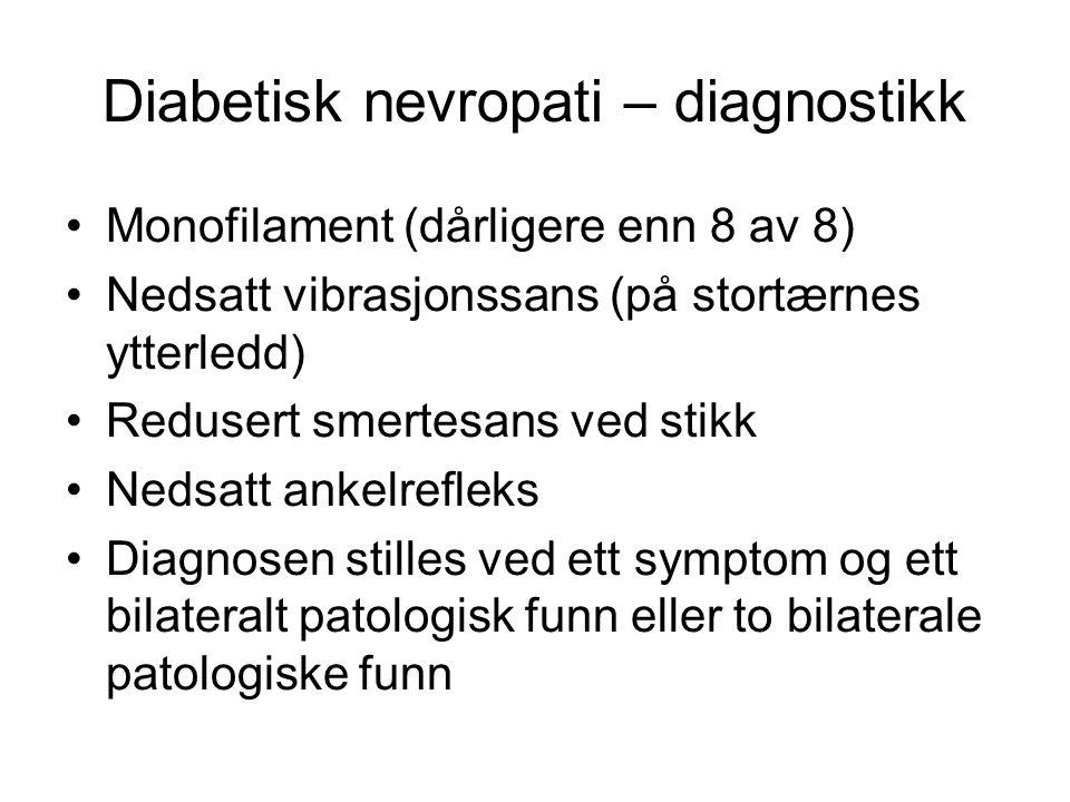 Diabetisk nevropati – diagnostikk
