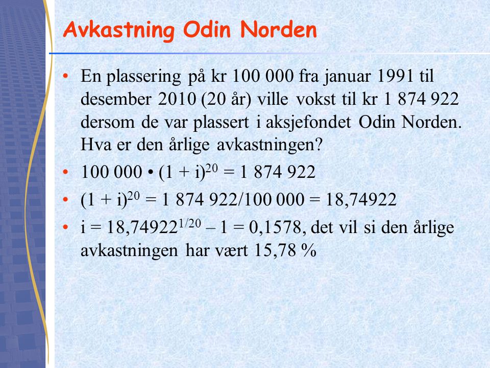 Avkastning Odin Norden