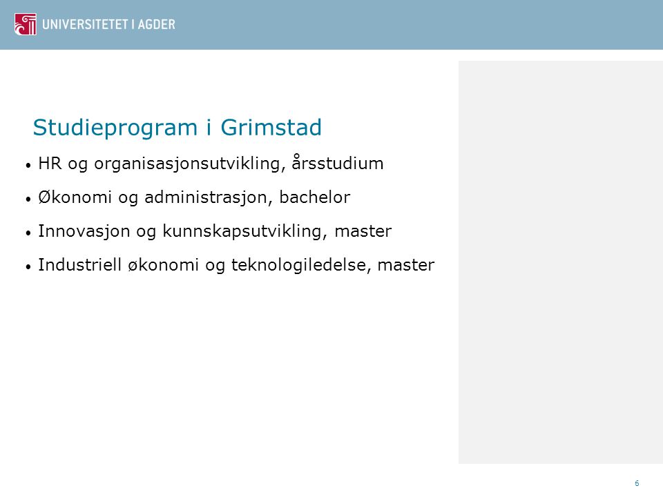 Studieprogram i Grimstad