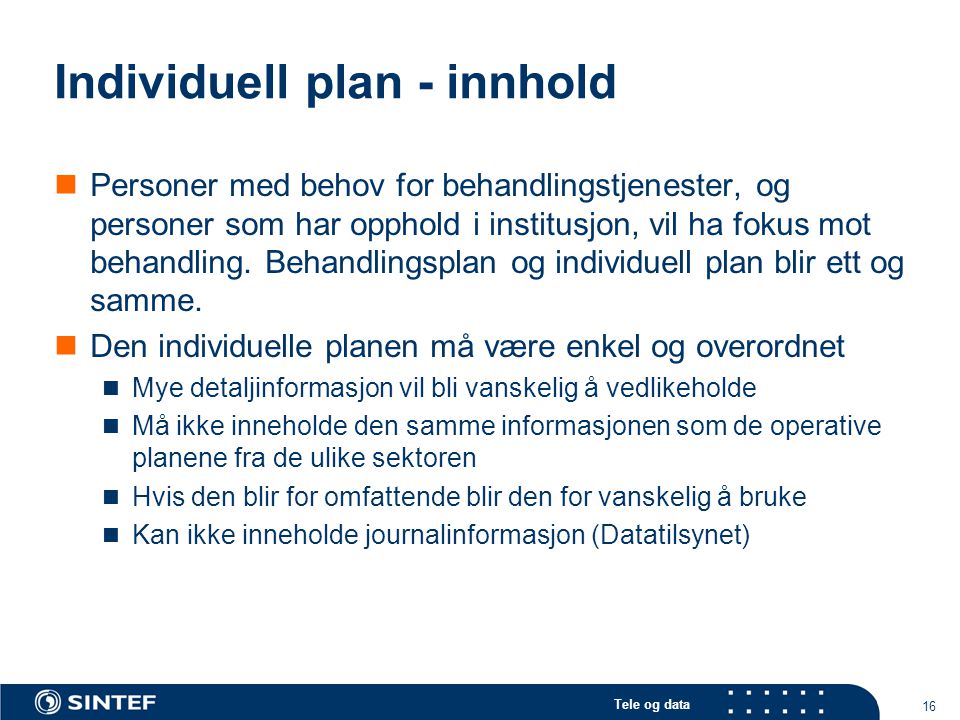 Individuell plan - innhold